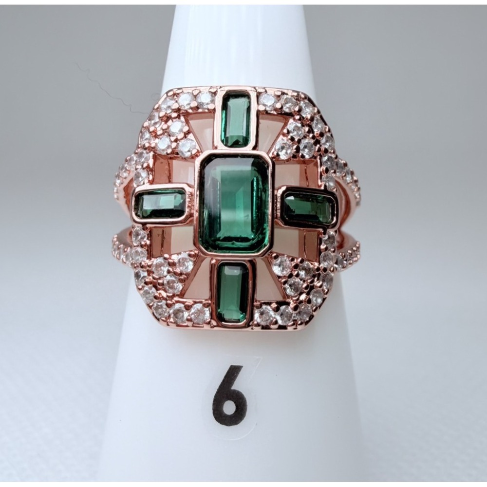 Size 6 Bomb Party May - RG47632 The Bellamy Ring - Emerald on Rose Gold Plating